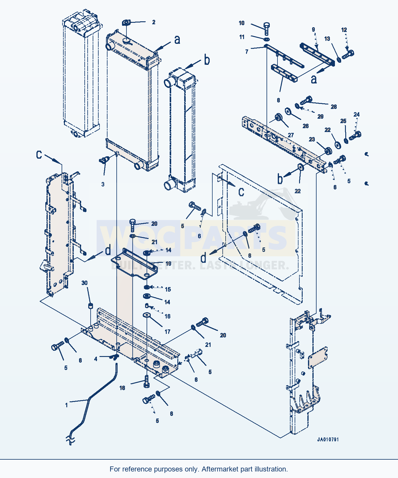 Komatsu WA320-7 Radiator, Mounting (#80001-) parts diagram