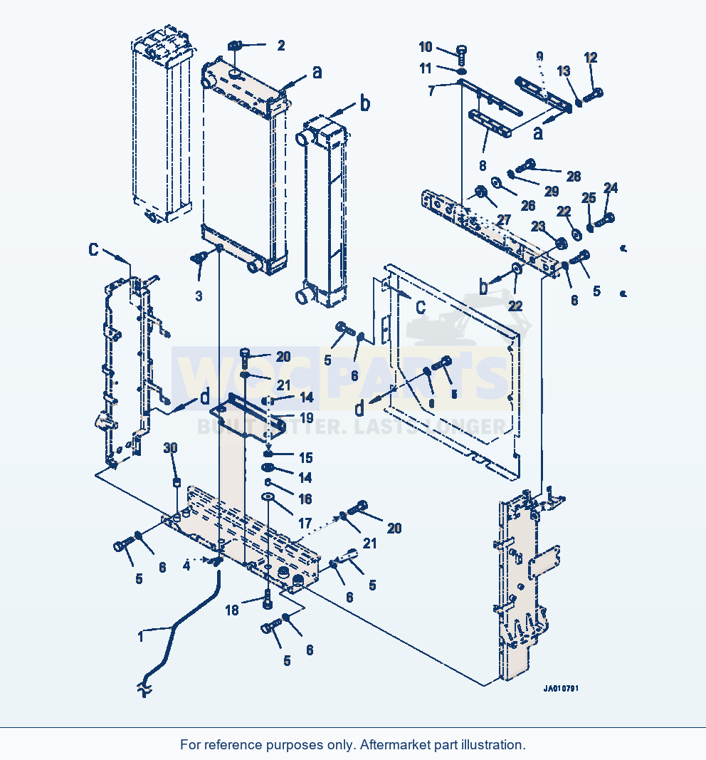 Komatsu WA320-7 Radiator Mounting parts diagram