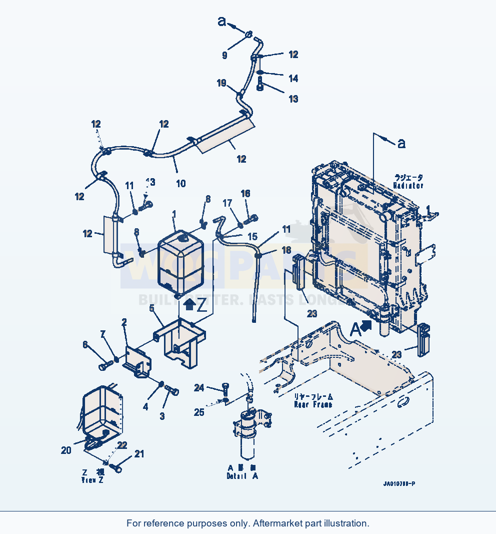 Komatsu WA320-7 Radiator Receiver Tank parts diagram