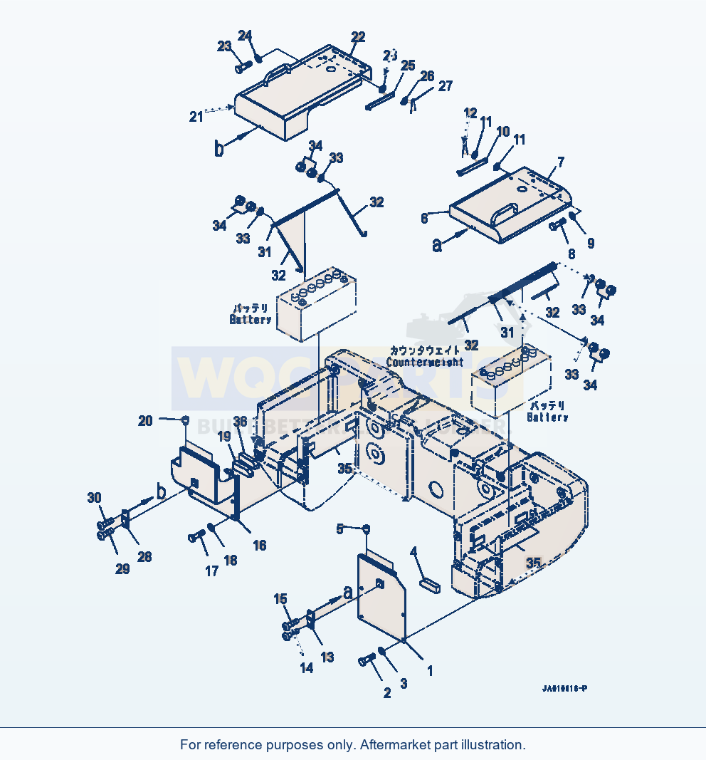 Komatsu WA320-7 Battery Box Cover parts diagram