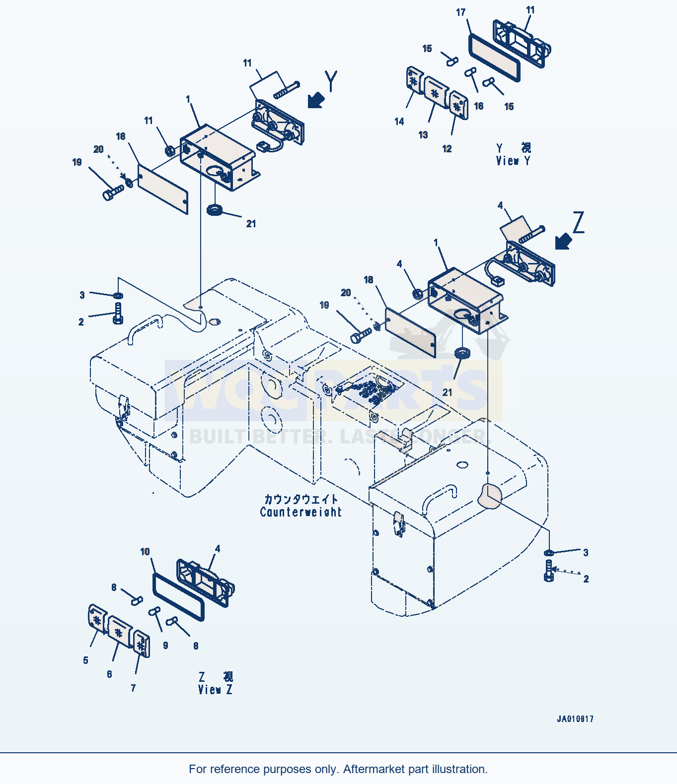 Komatsu WA320-7 Battery Box, Rear Combination Lamp (#80001-) parts diagram