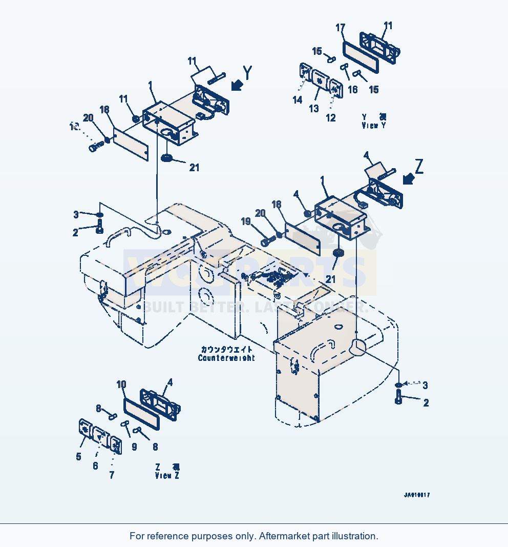 Komatsu WA320-7 Battery Box Rear Combination Lamp parts diagram
