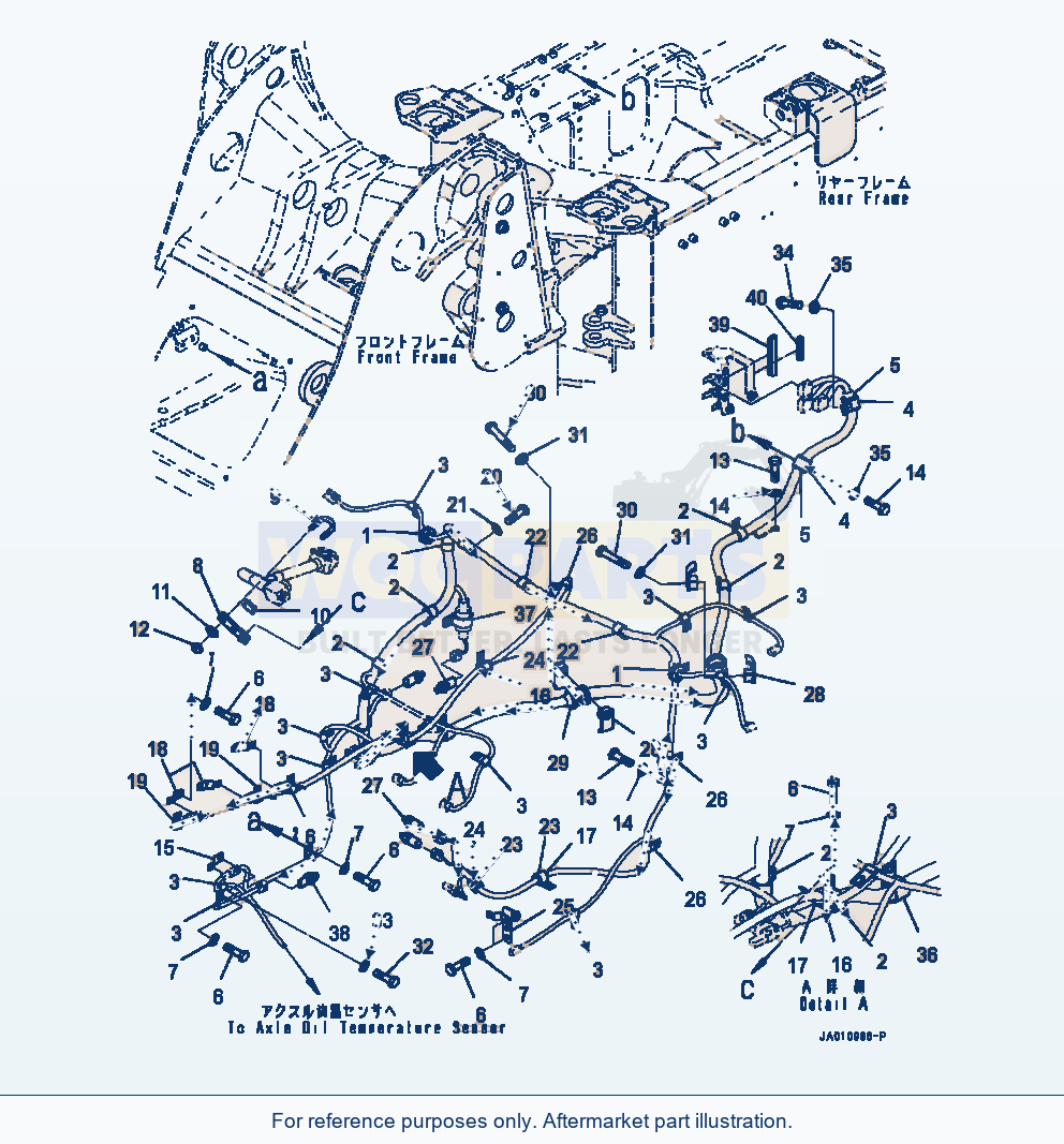 Komatsu WA320-7 Wiring Harness Front Mounting Hardware parts diagram