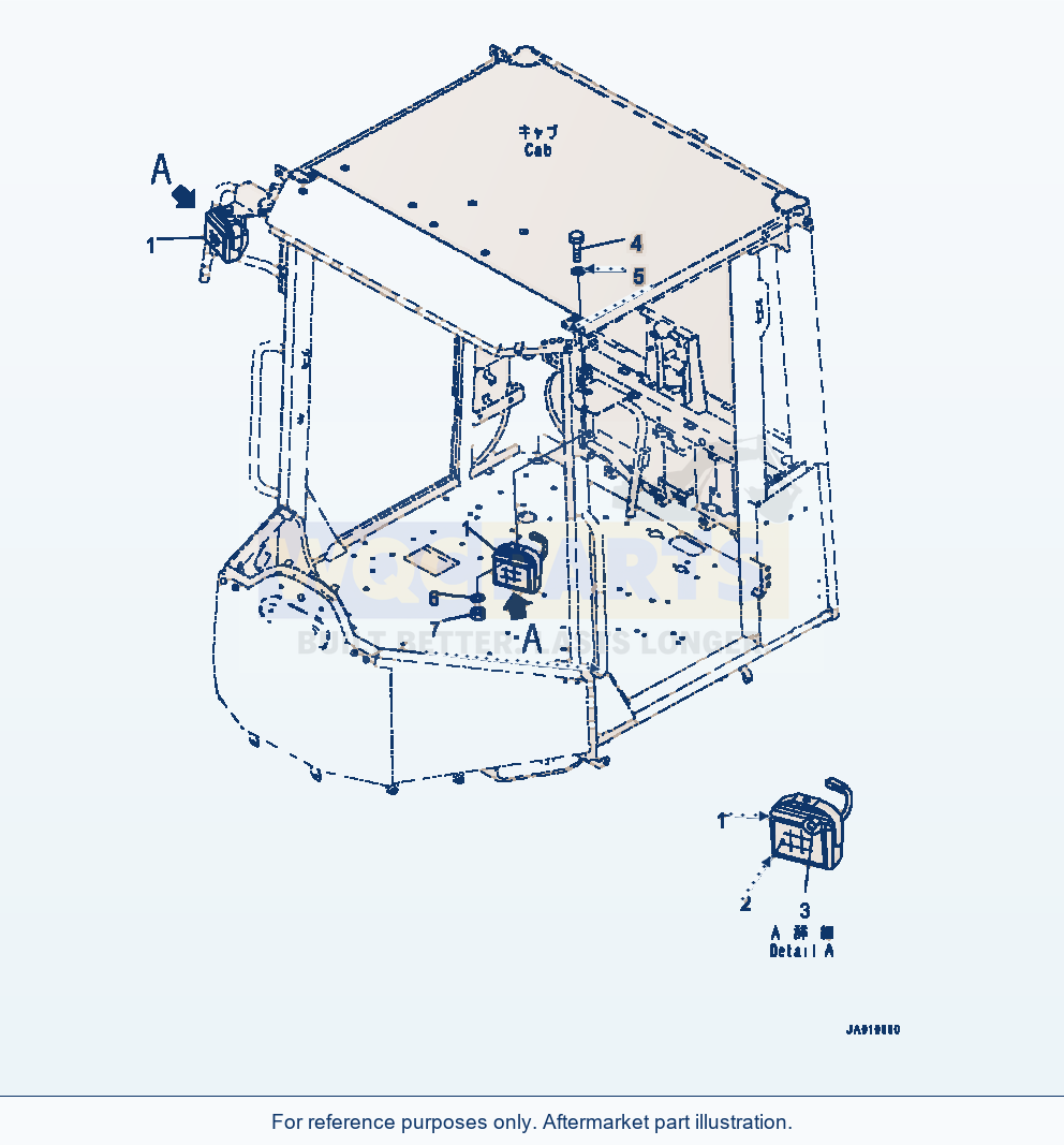 Komatsu WA320-7 Working Lamp Cab Mounted parts diagram