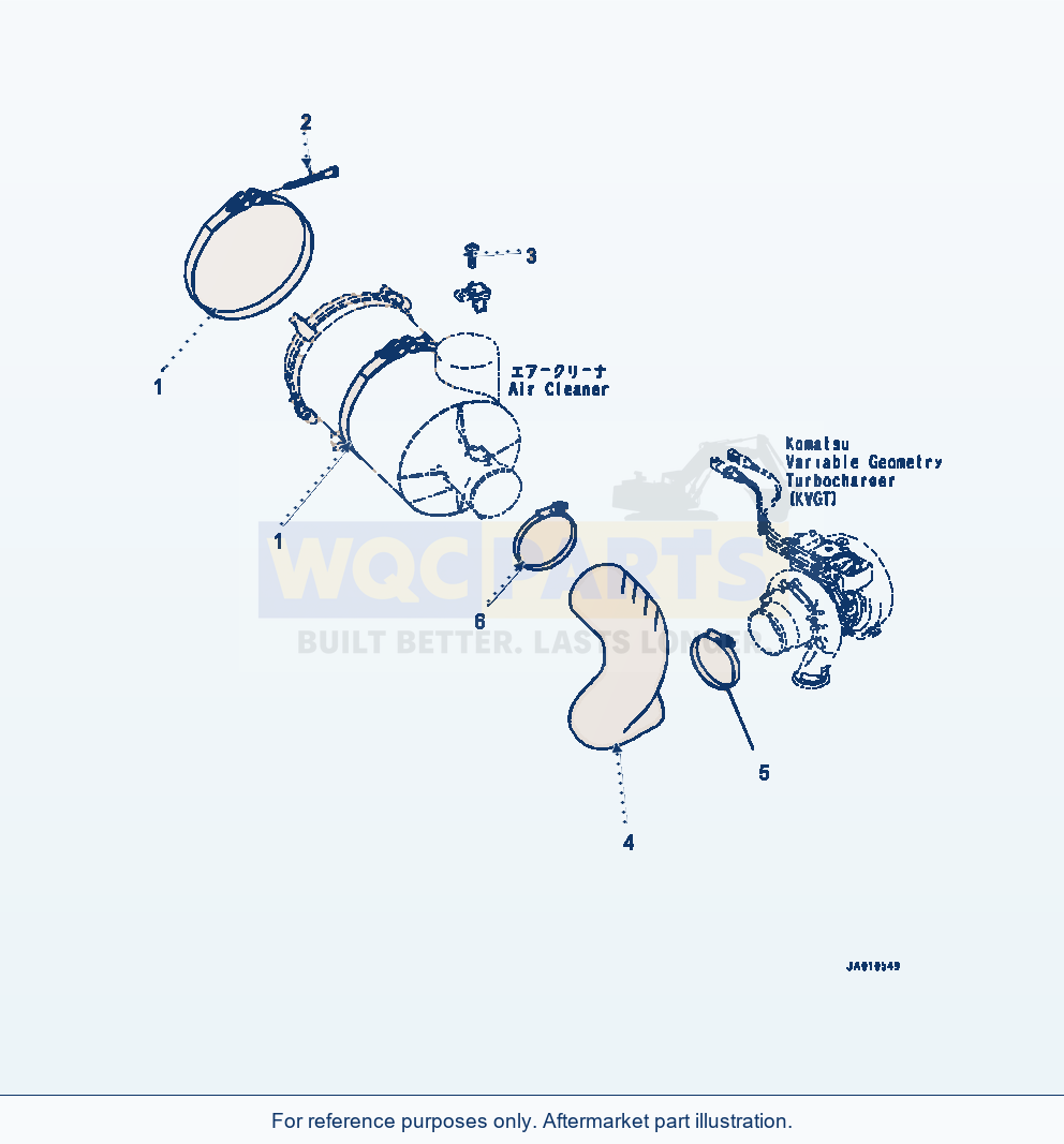 Komatsu WA320-7 Air Cleaner Hose And Mounting Bands parts diagram