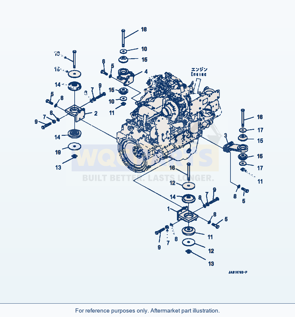 Komatsu WA320-7 Engine Mounting parts diagram