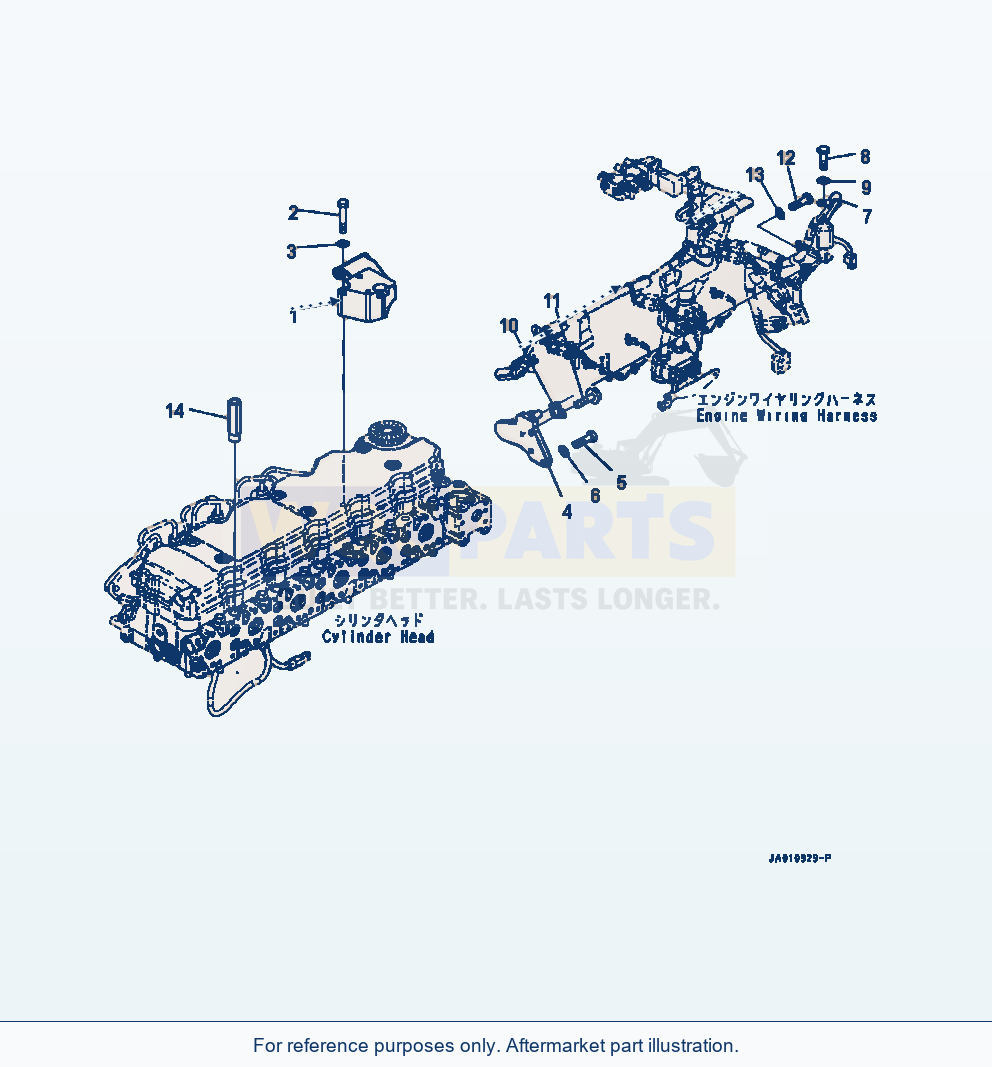 Komatsu WA320-7 Engine Wiring Harness Mounting parts diagram