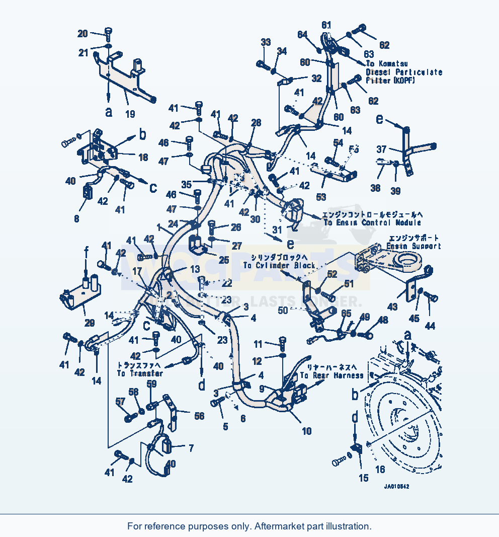 Komatsu WA320-7 Wiring Harness Engine Compartment parts diagram