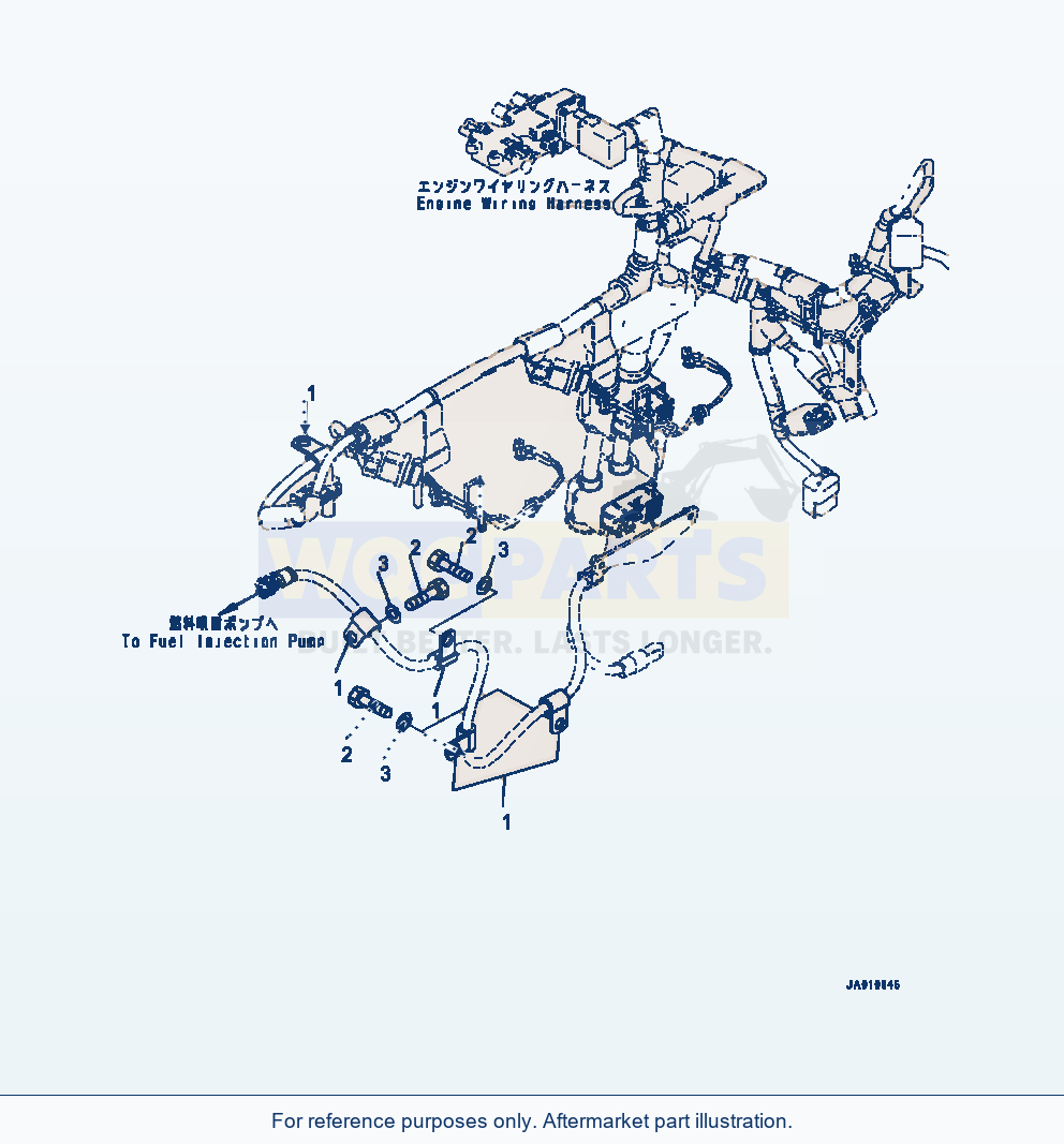 Komatsu WA320-7 Wiring Harness Engine - Mounting Hardware parts diagram