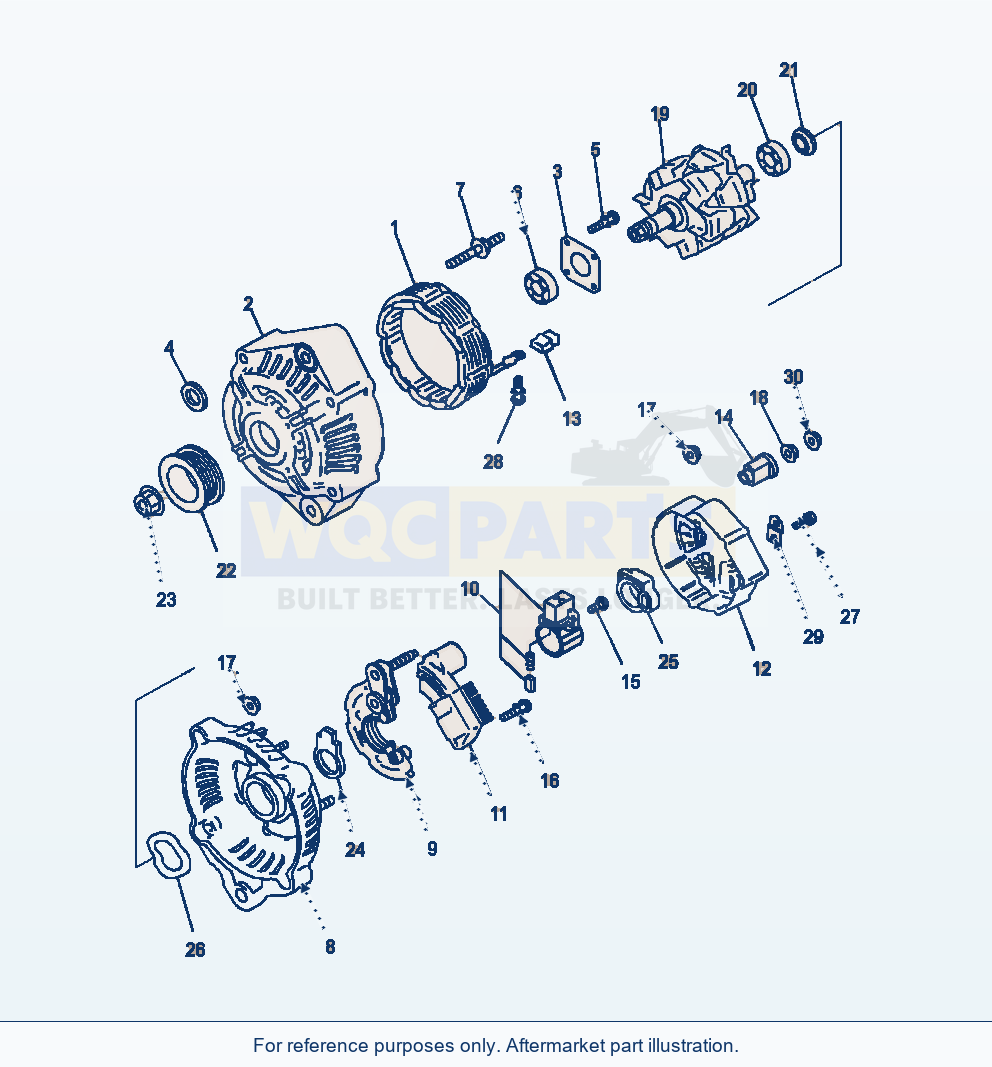 Komatsu WA320-7 Aee00-002001 Alternator 60 Amp (Aee00-002001) parts diagram