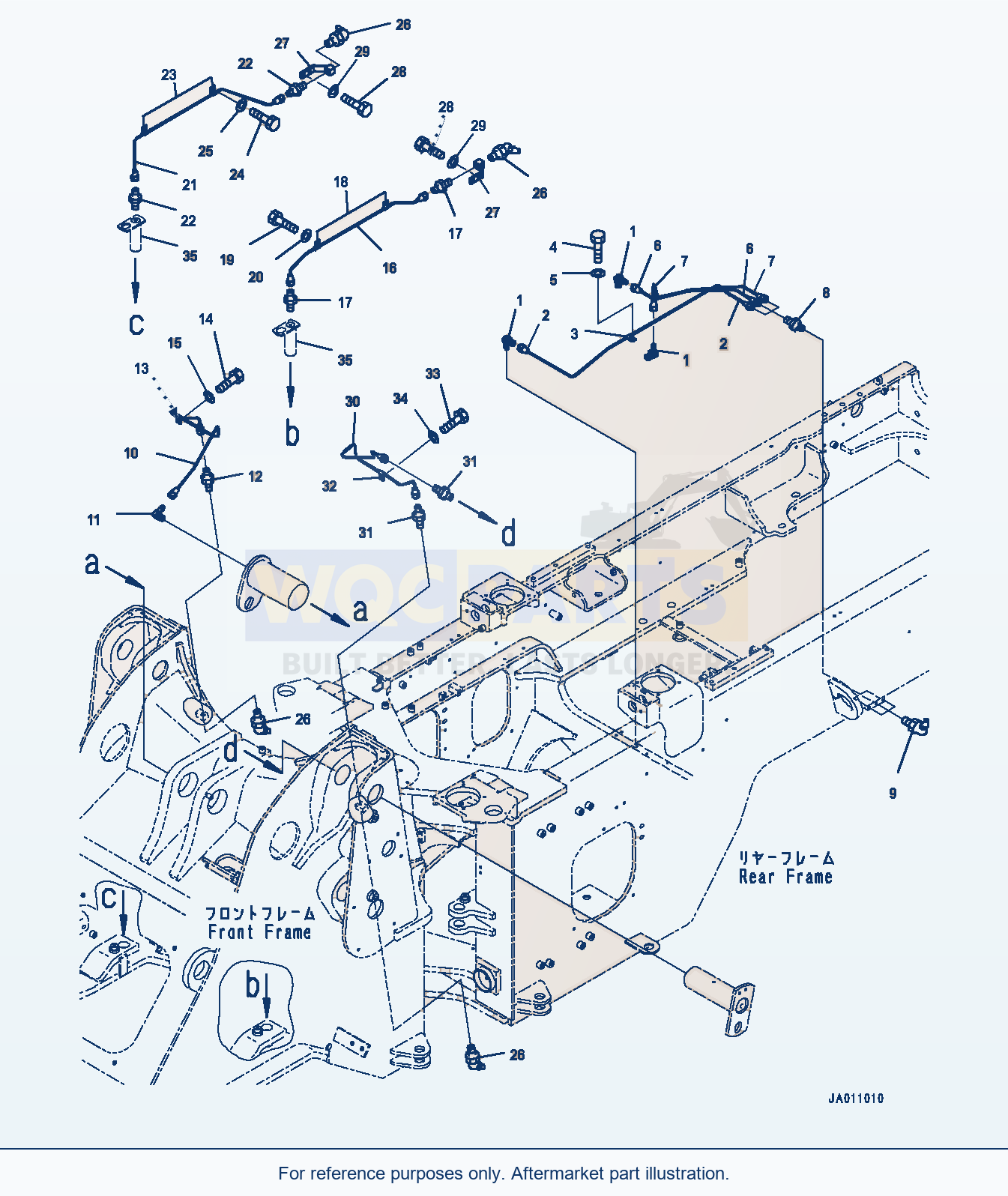 Komatsu WA320-7 Remote Greasing Tube (#80001-) parts diagram