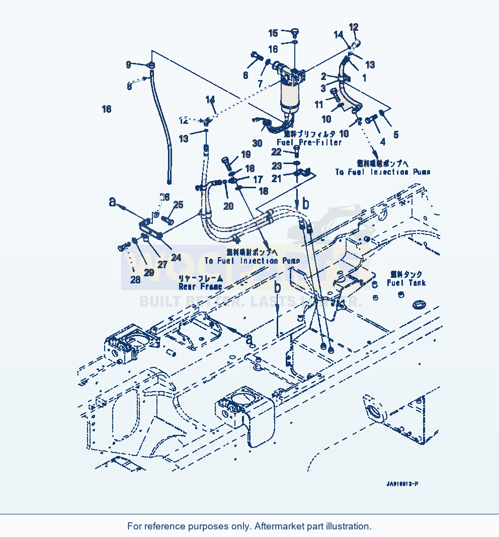 Komatsu WA320-7 Fuel Tank Fuel Pre-Filter Mounting parts diagram