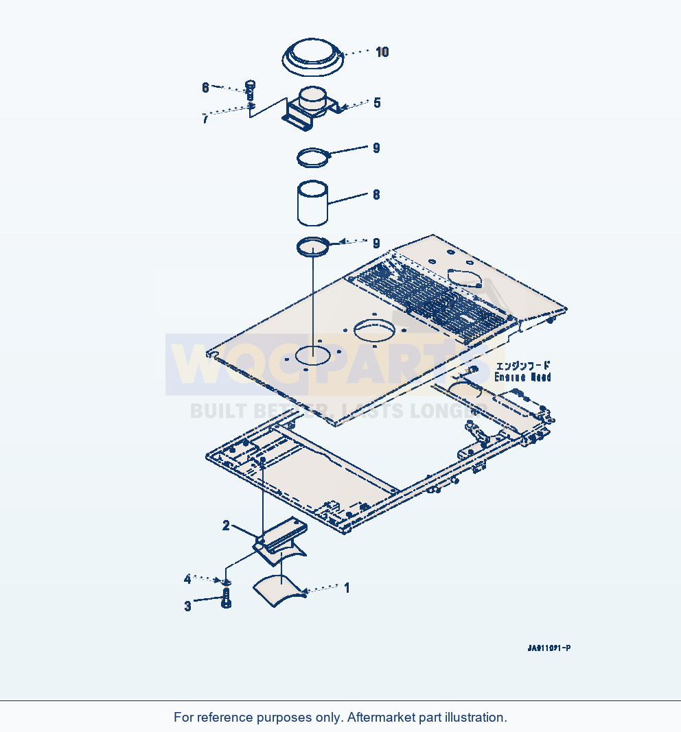 Komatsu WA320-7 Engine Hood Air Intake Extension parts diagram