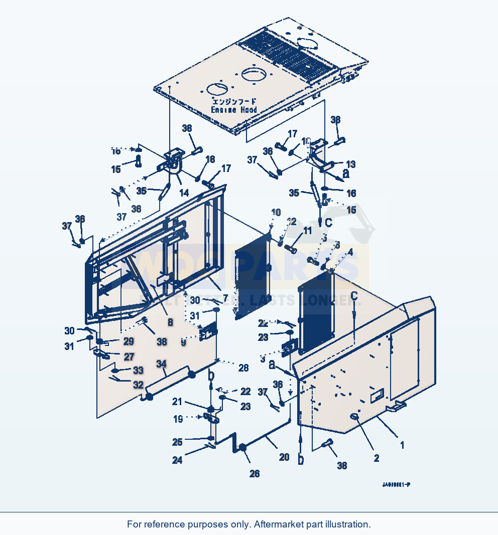Komatsu WA320-7 Engine Hood Engine Access Doors parts diagram