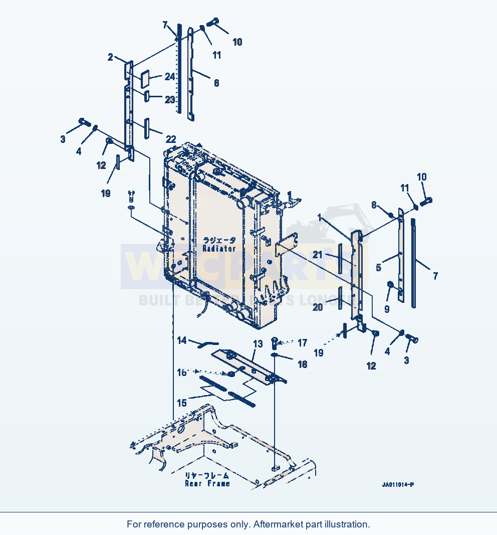 Komatsu WA320-7 Engine Hood Radiator Mounting Brackets parts diagram