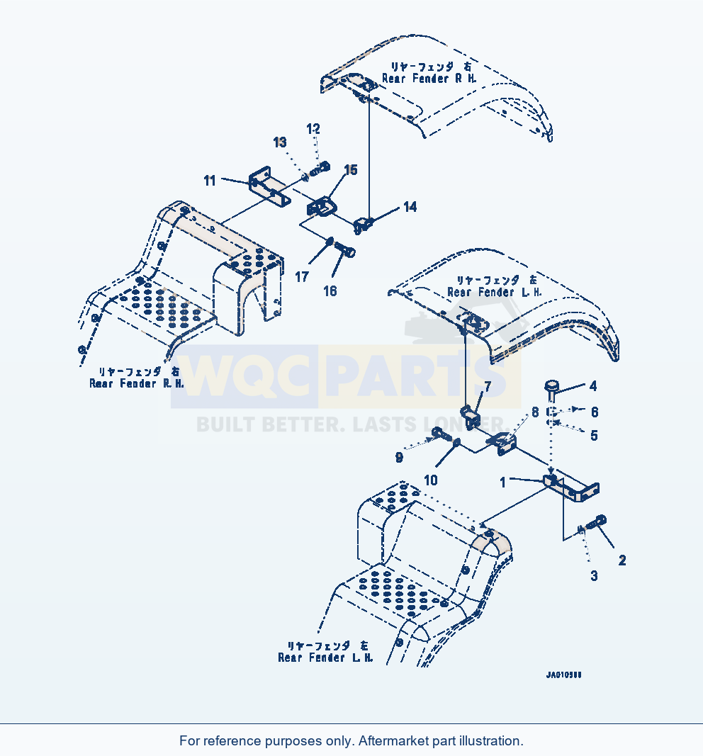 Komatsu WA320-7 Rear Fender With Rear Full Fender, Brackets parts diagram