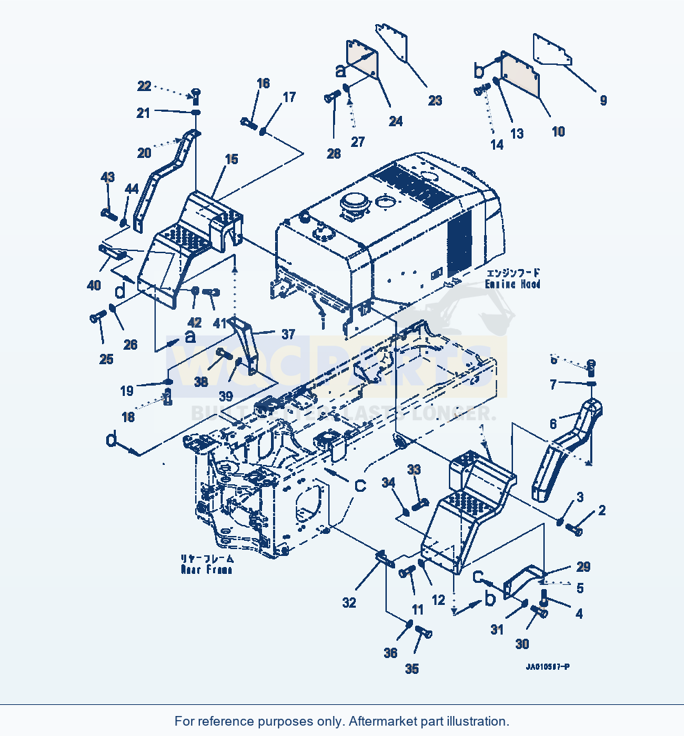 Komatsu WA320-7 Rear Fender With Rear Full Fender, Fender parts diagram