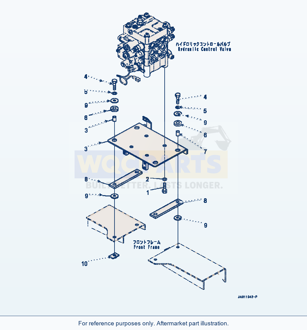 Komatsu WA320-7 Control Valve 2-Spool Assembly, Valve Mounting parts diagram