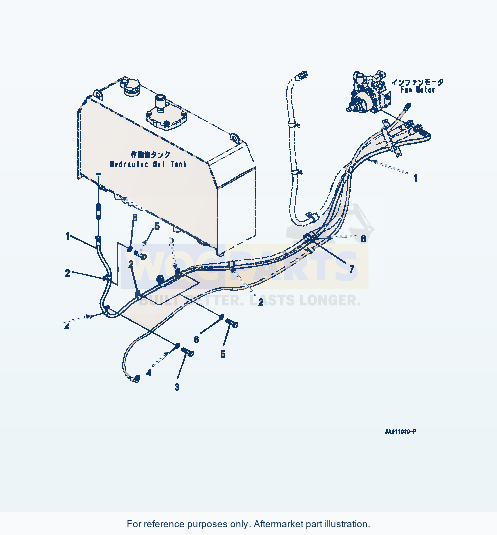 Komatsu WA320-7 Cooling Fan Drive Piping Drain Line parts diagram