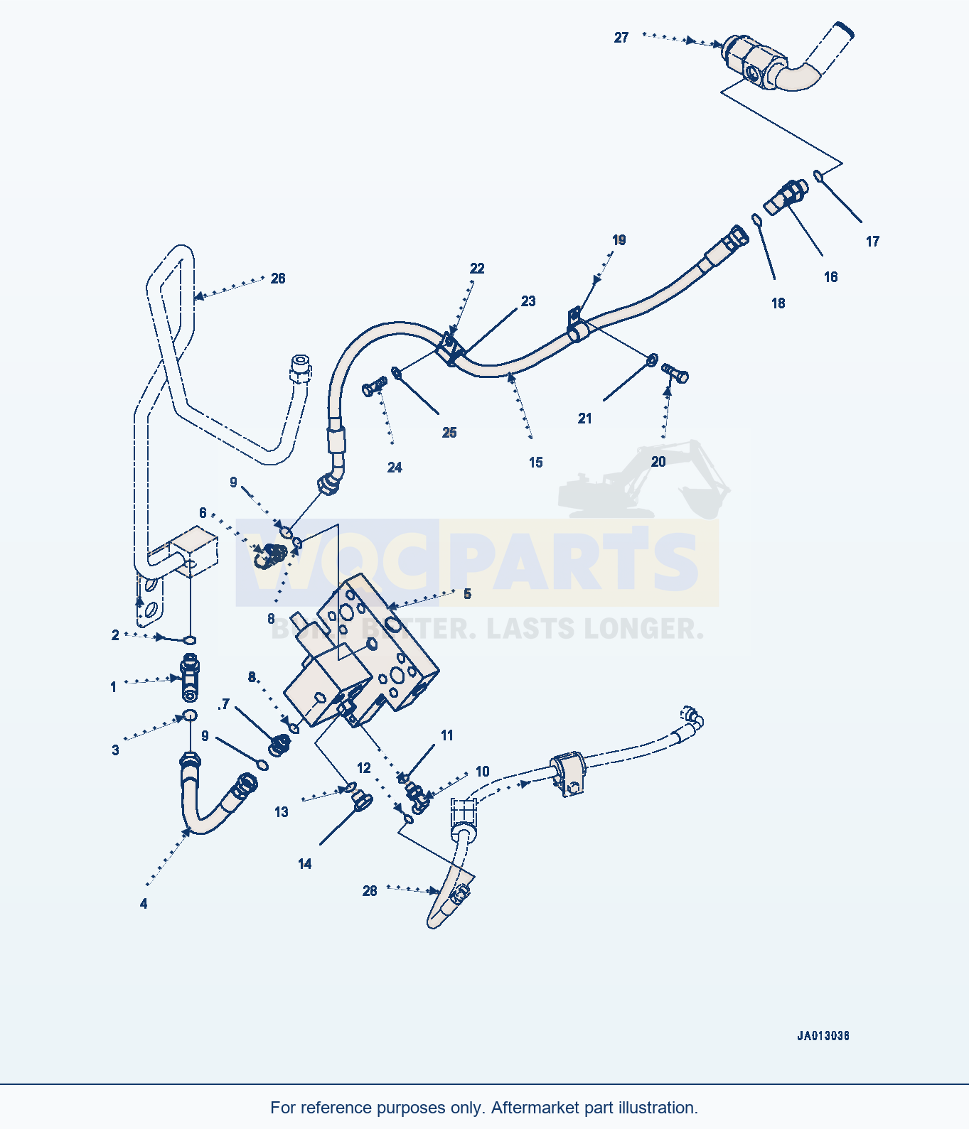 Komatsu WA320-7 Emergency Steering Piping (#80001-) parts diagram