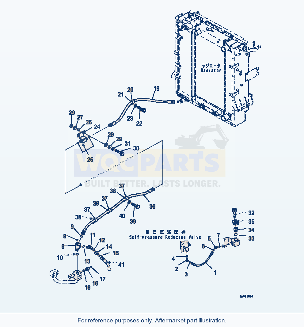 Komatsu WA320-7 Hydraulic Piping Hydraulic Oil Cooler Line parts diagram