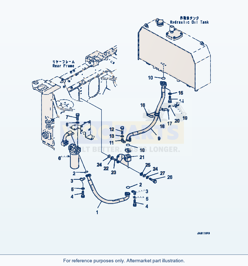 Komatsu WA320-7 Hydraulic Piping Hydraulic Tank To Filter Line parts diagram