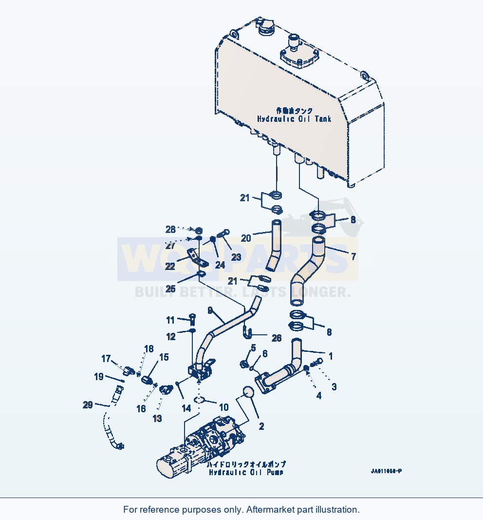 Komatsu WA320-7 Hydraulic Piping Oil Pump Suction Lines parts diagram