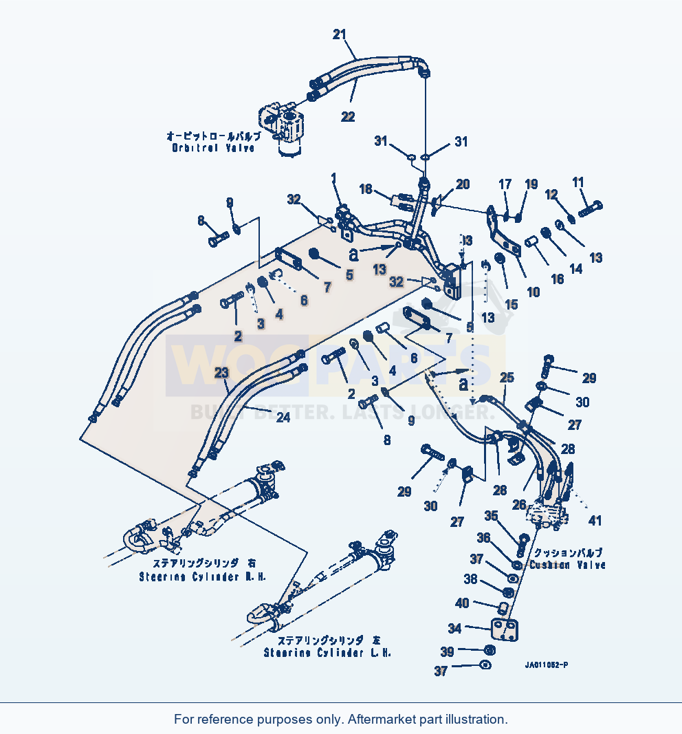 Komatsu WA320-7 Hydraulic Piping Steering Cylinder Lines parts diagram