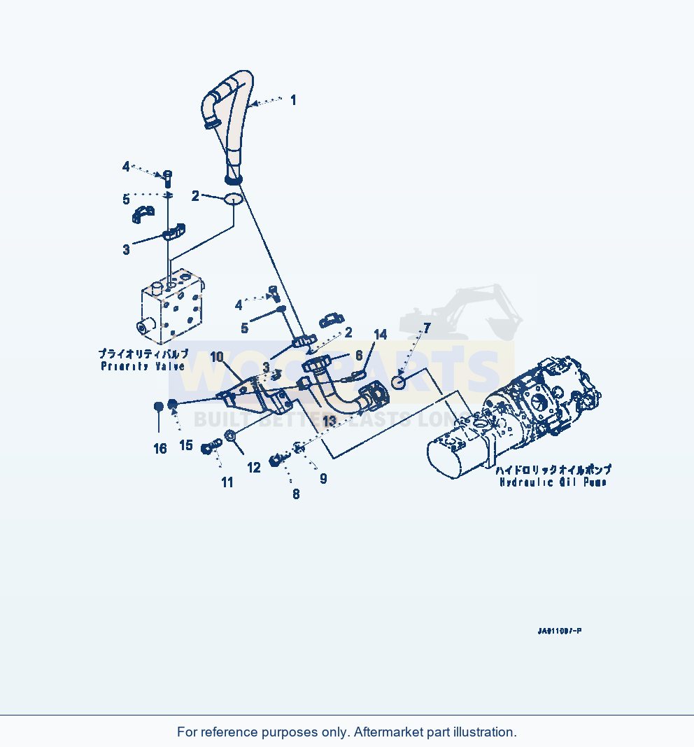Komatsu WA320-7 Steering Demand Valve Hydraulic Oil Pump Line parts diagram