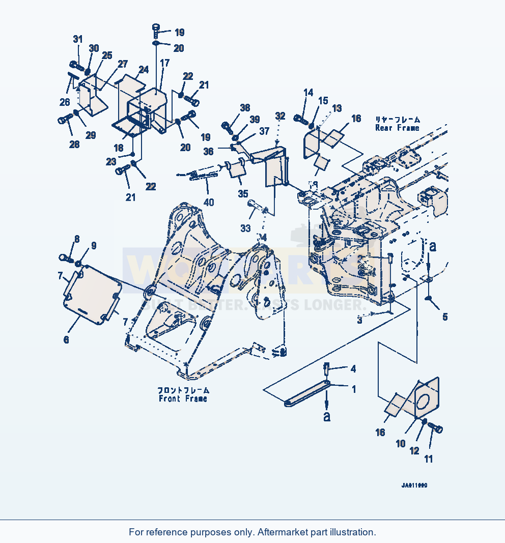 Komatsu WA320-7 Articulate Lock Bar And Frame Covers parts diagram