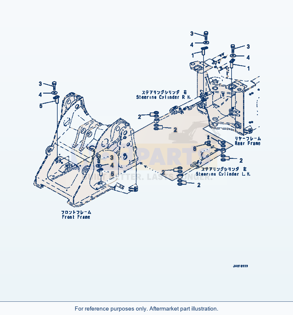 Komatsu WA320-7 Cylinder Assembly Steering - Mounting parts diagram