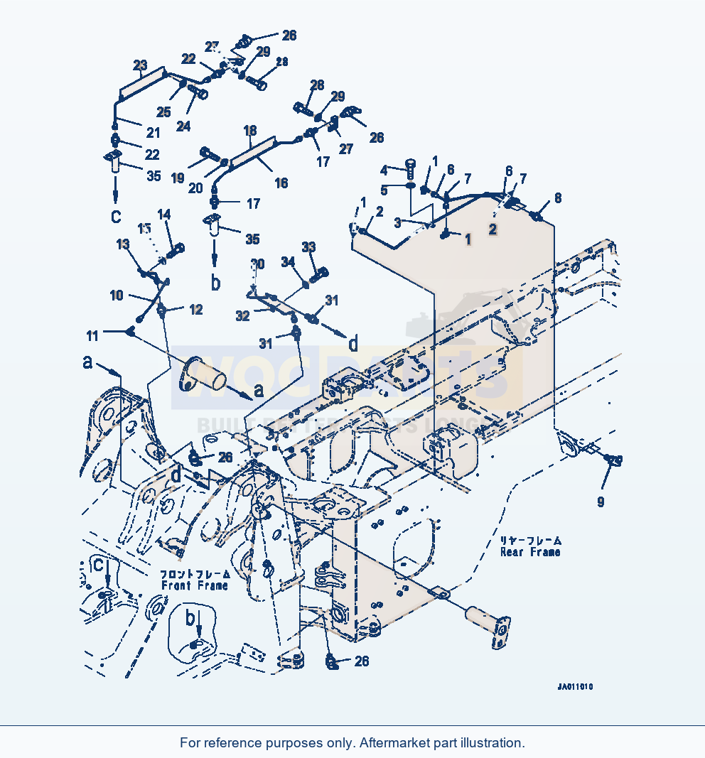 Komatsu WA320-7 Remote Greasing Tubes parts diagram