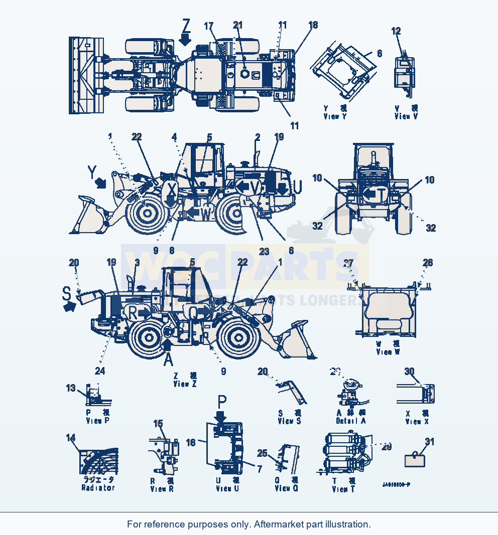 Komatsu WA320-7 Marks And Plates Chassis Decals parts diagram