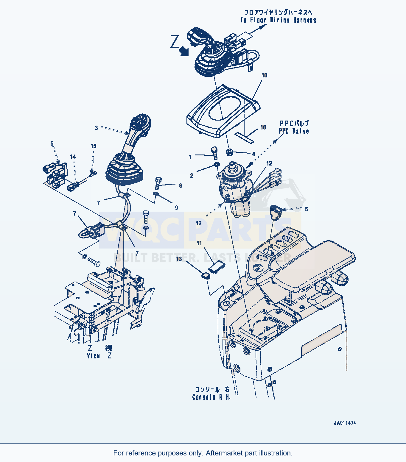 Komatsu WA320-7 Loader Control Unit, Lever (#80001-) parts diagram