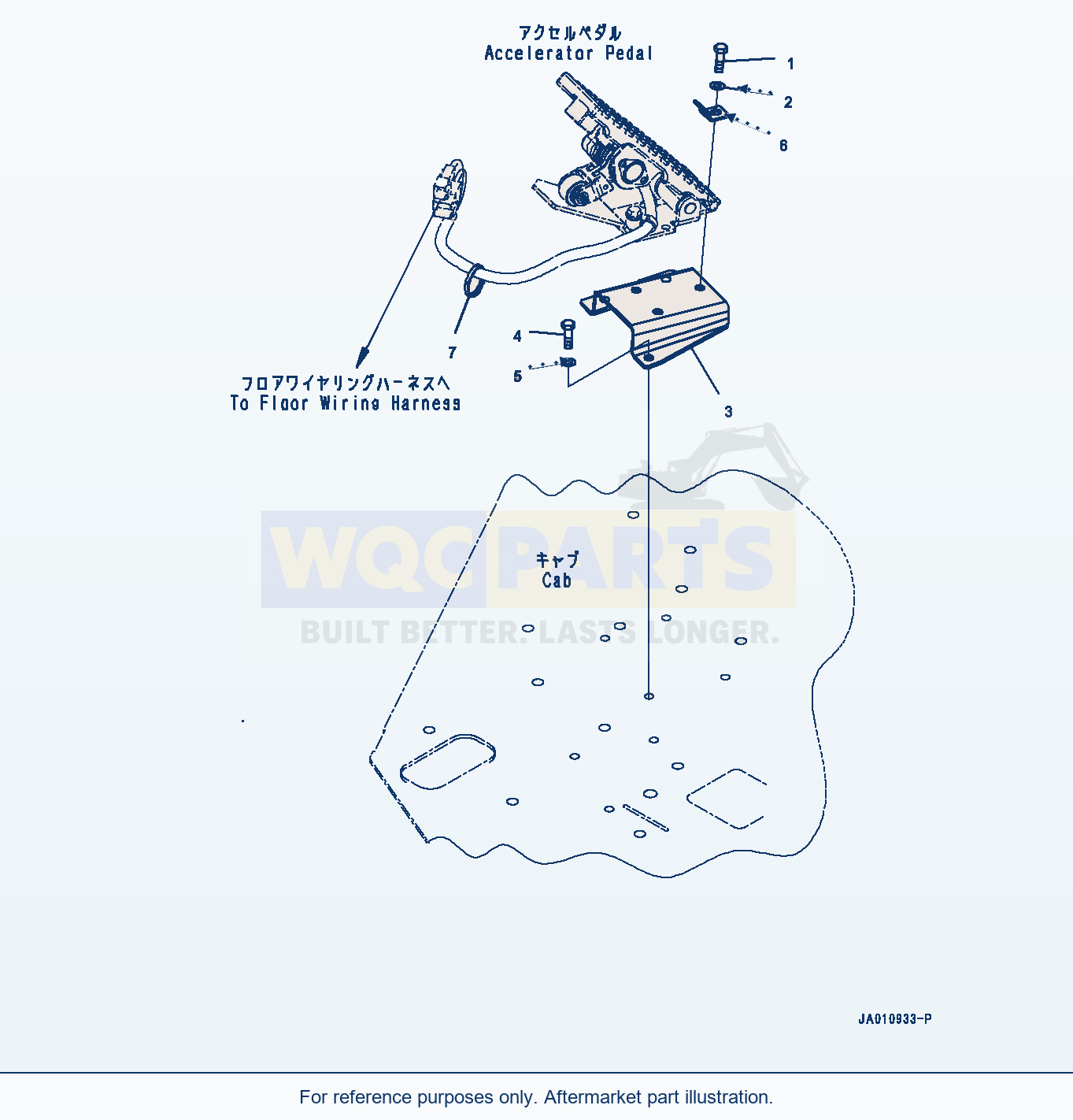 Komatsu WA320-7 Rops Cab, Accelerator Pedal Mounting (#80001-) parts diagram