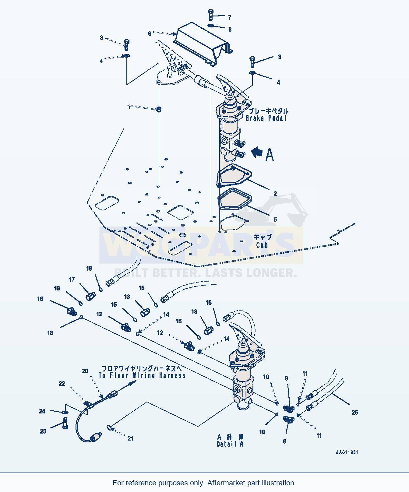 Komatsu WA320-7 Rops Cab, Brake Pedal Mounting (#80001-) parts diagram