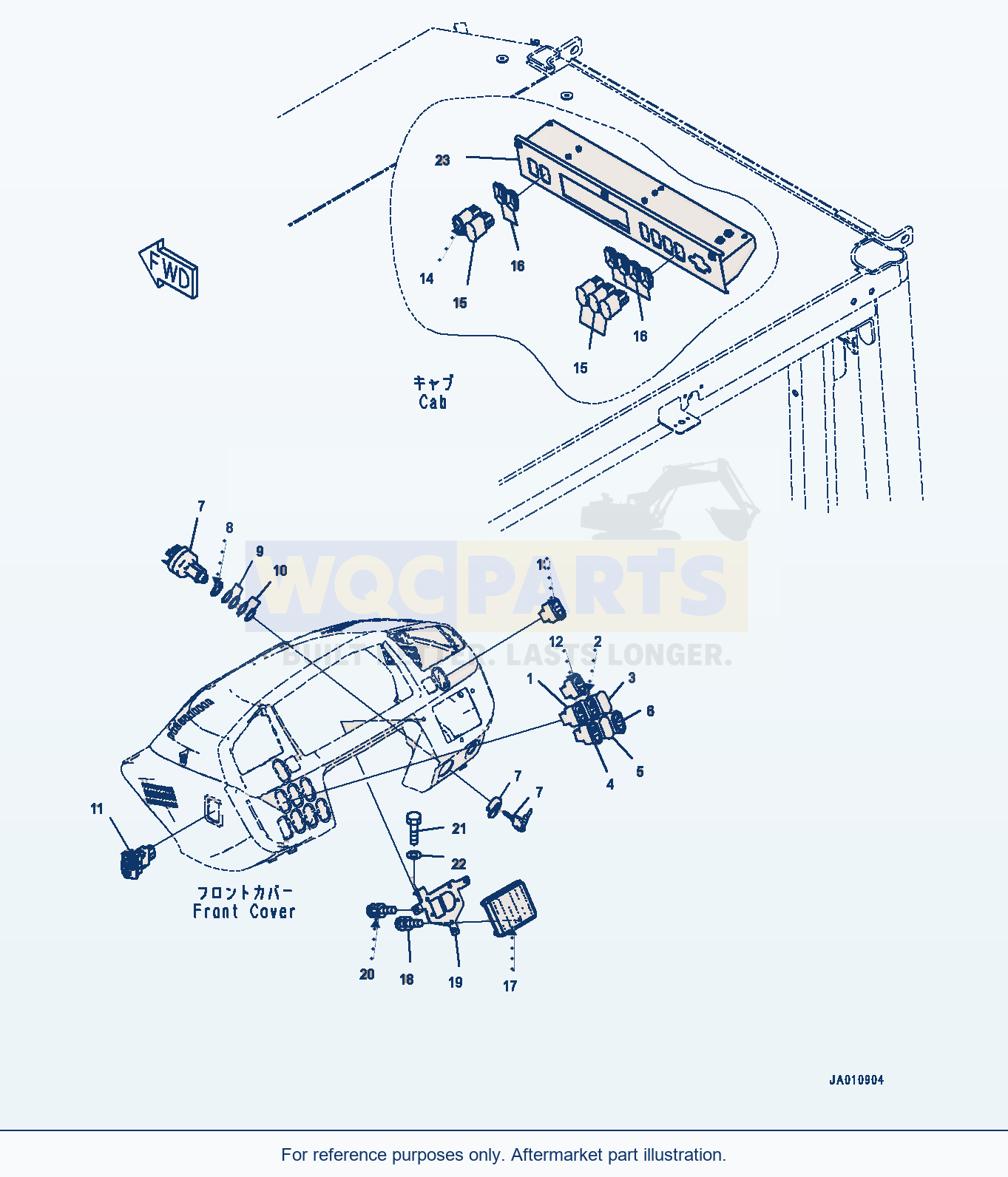 Komatsu WA320-7 Rops Cab, Floor, Switch (#80001-) parts diagram