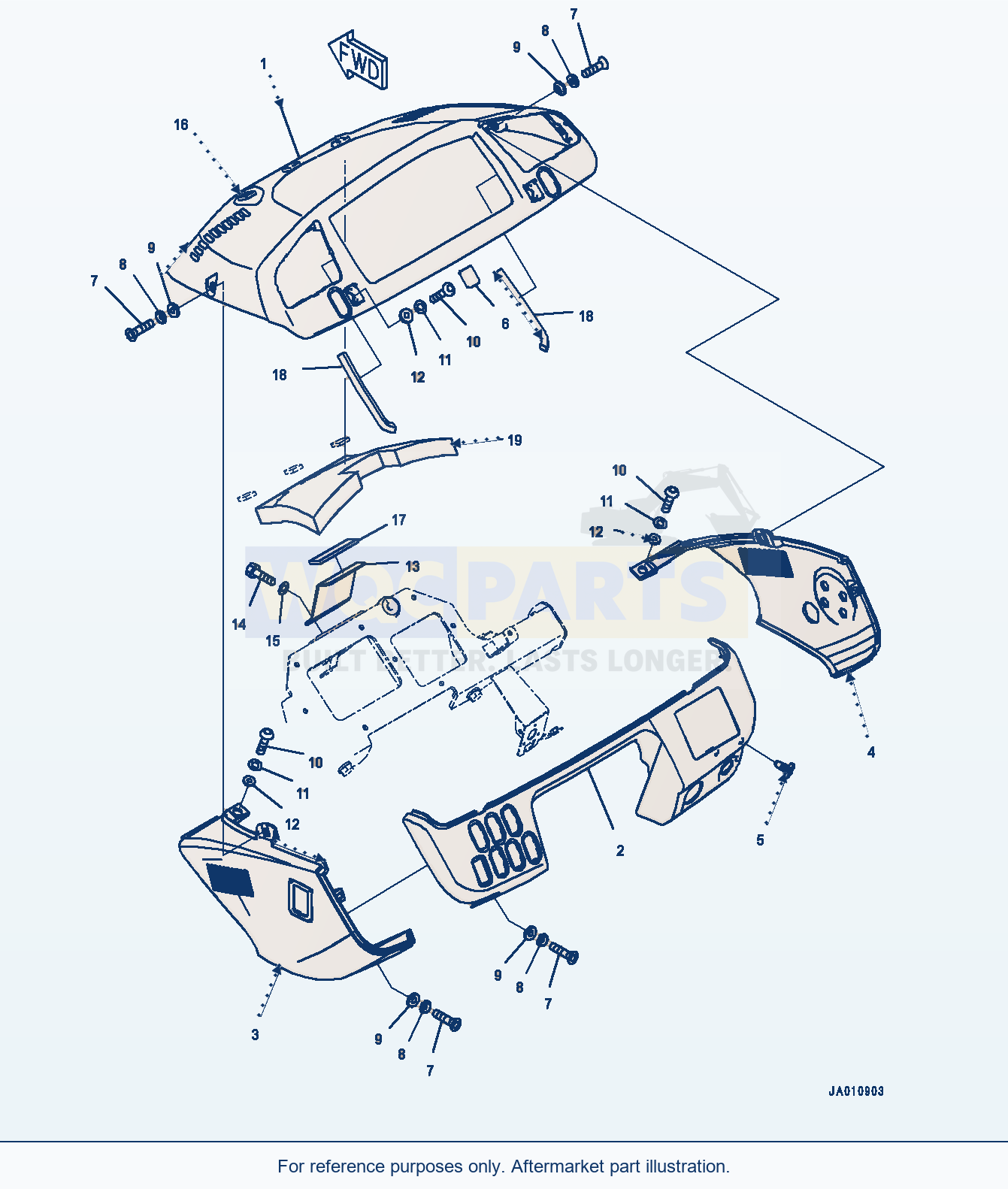Komatsu WA320-7 Rops Cab, Front Cover (#80001-) parts diagram