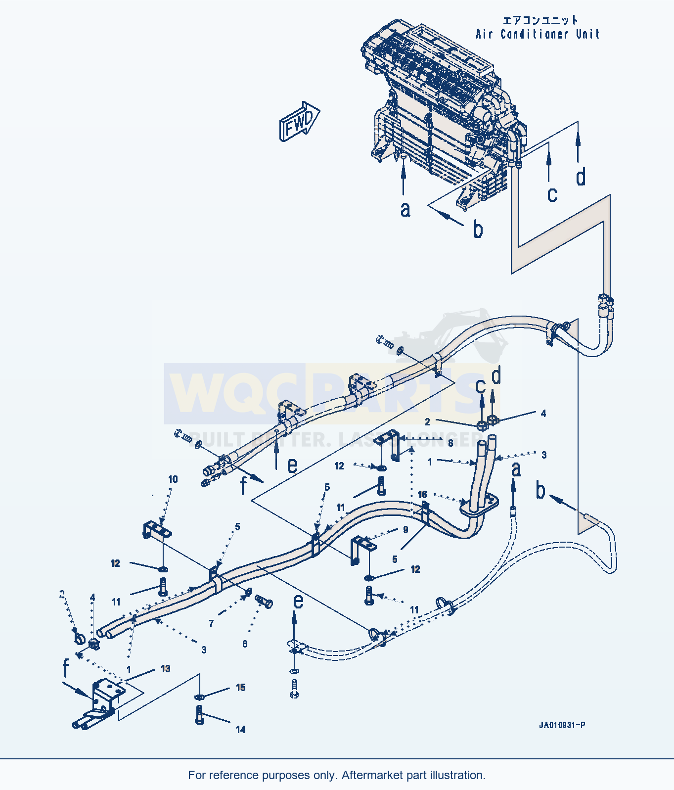 Komatsu WA320-7 Rops Cab, Heater Piping (#80001-) parts diagram