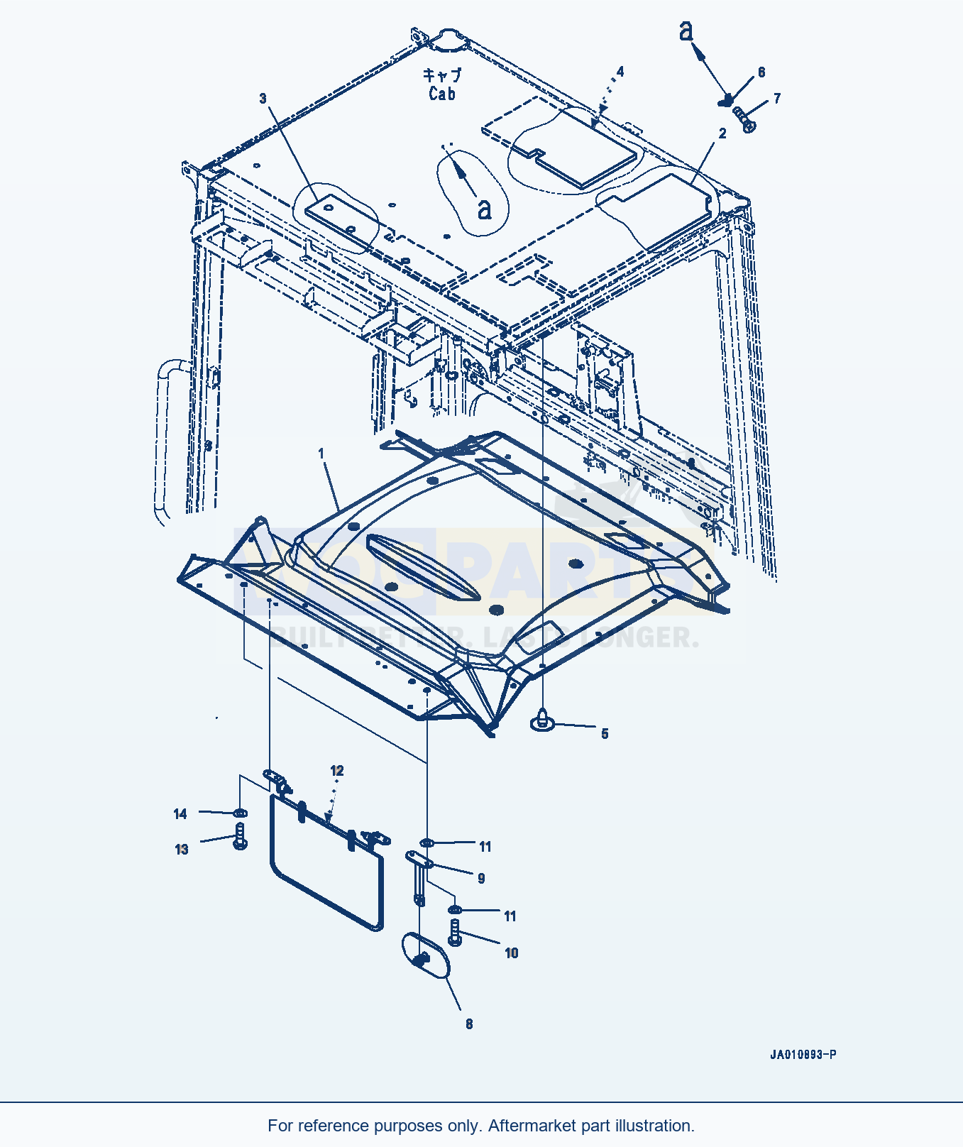 Komatsu WA320-7 Rops Cab, Interior, Upper (#80001-) parts diagram