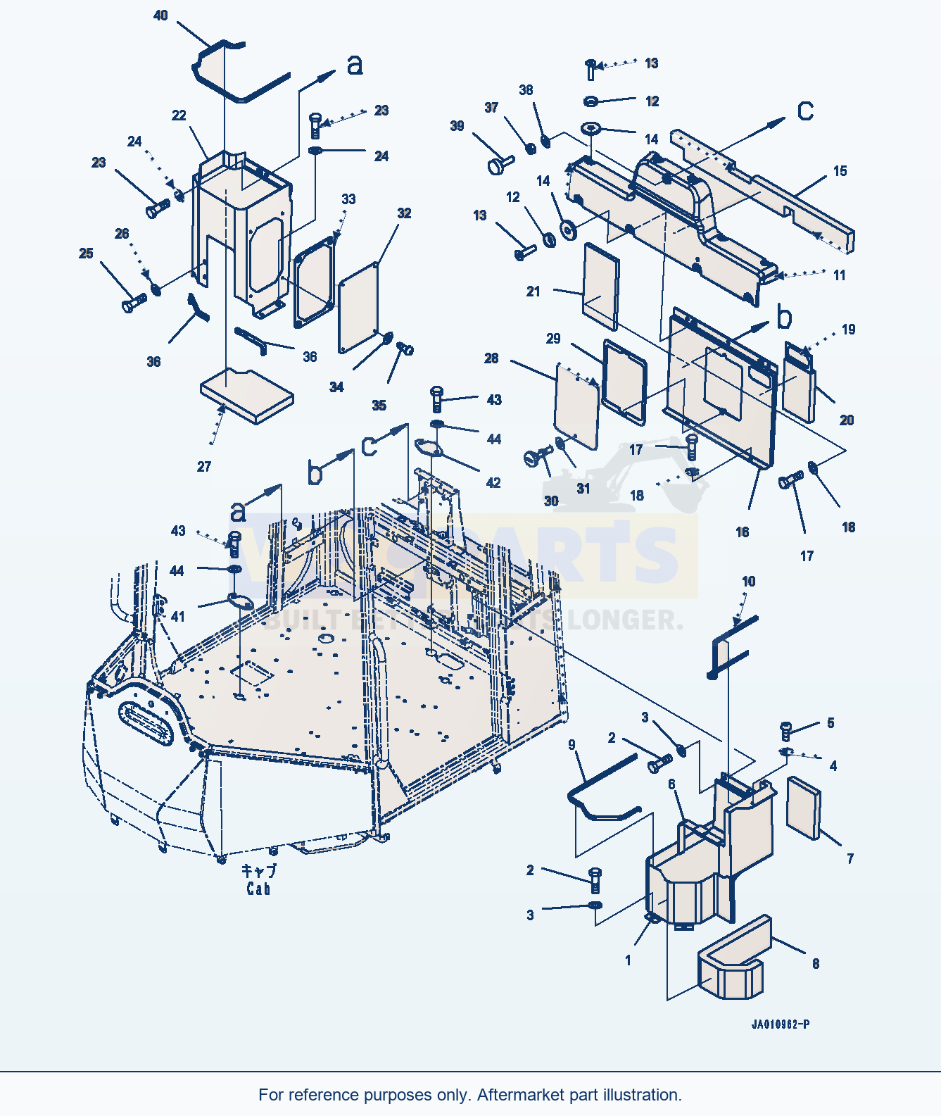 Komatsu WA320-7 Rops Cab, Rear Cover (#80001-) parts diagram