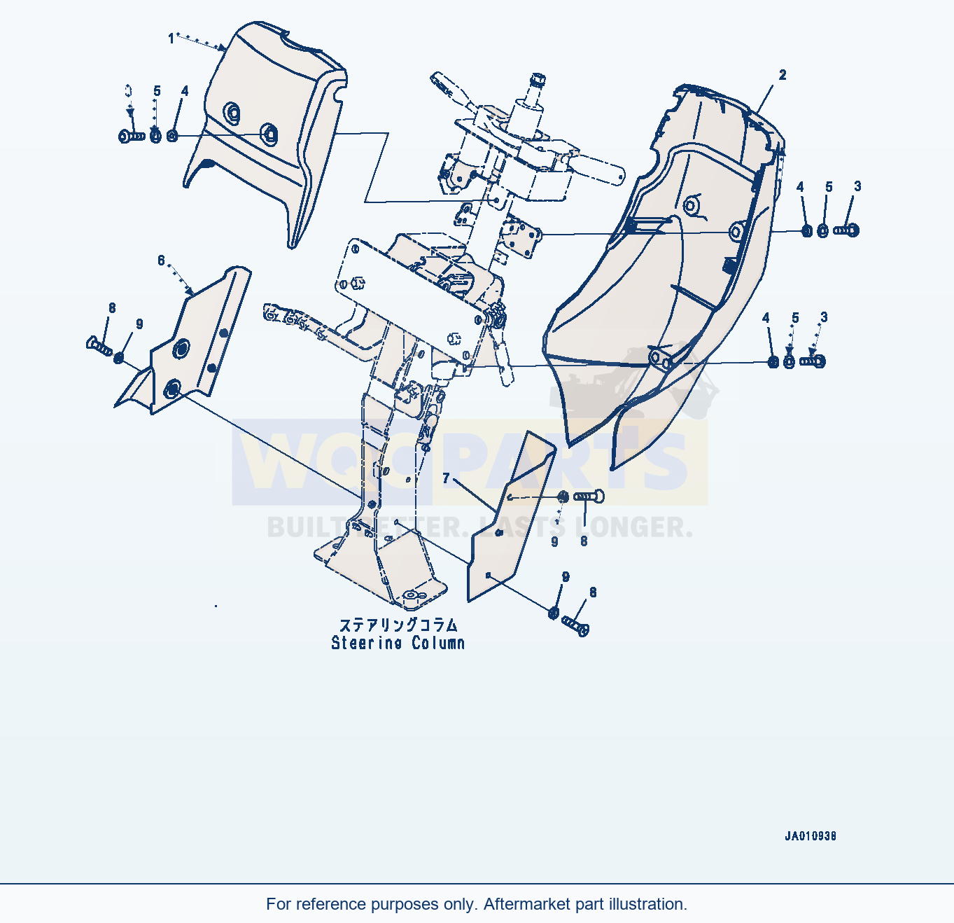 Komatsu WA320-7 Rops Cab, Steering Column Cover (#80001-) parts diagram