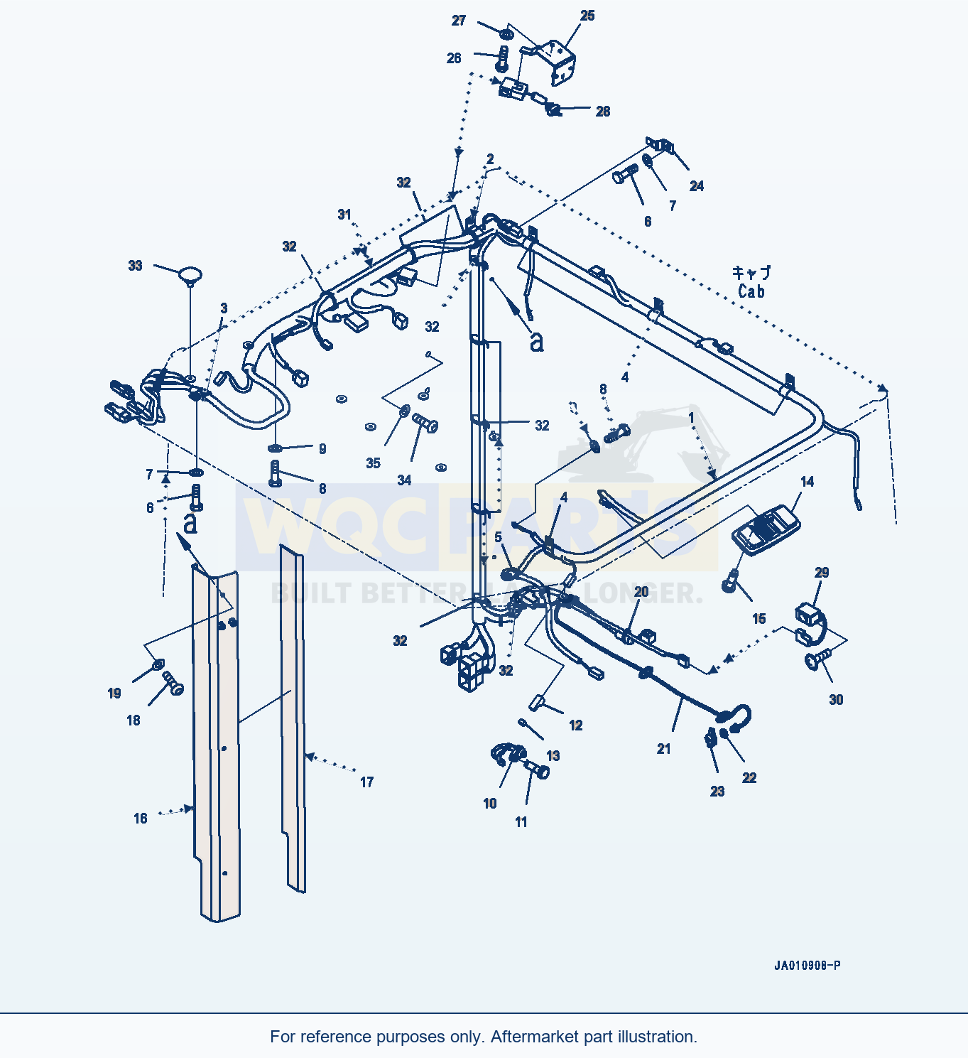 Komatsu WA320-7 Rops Cab, Wiring Harness (#80001-) parts diagram