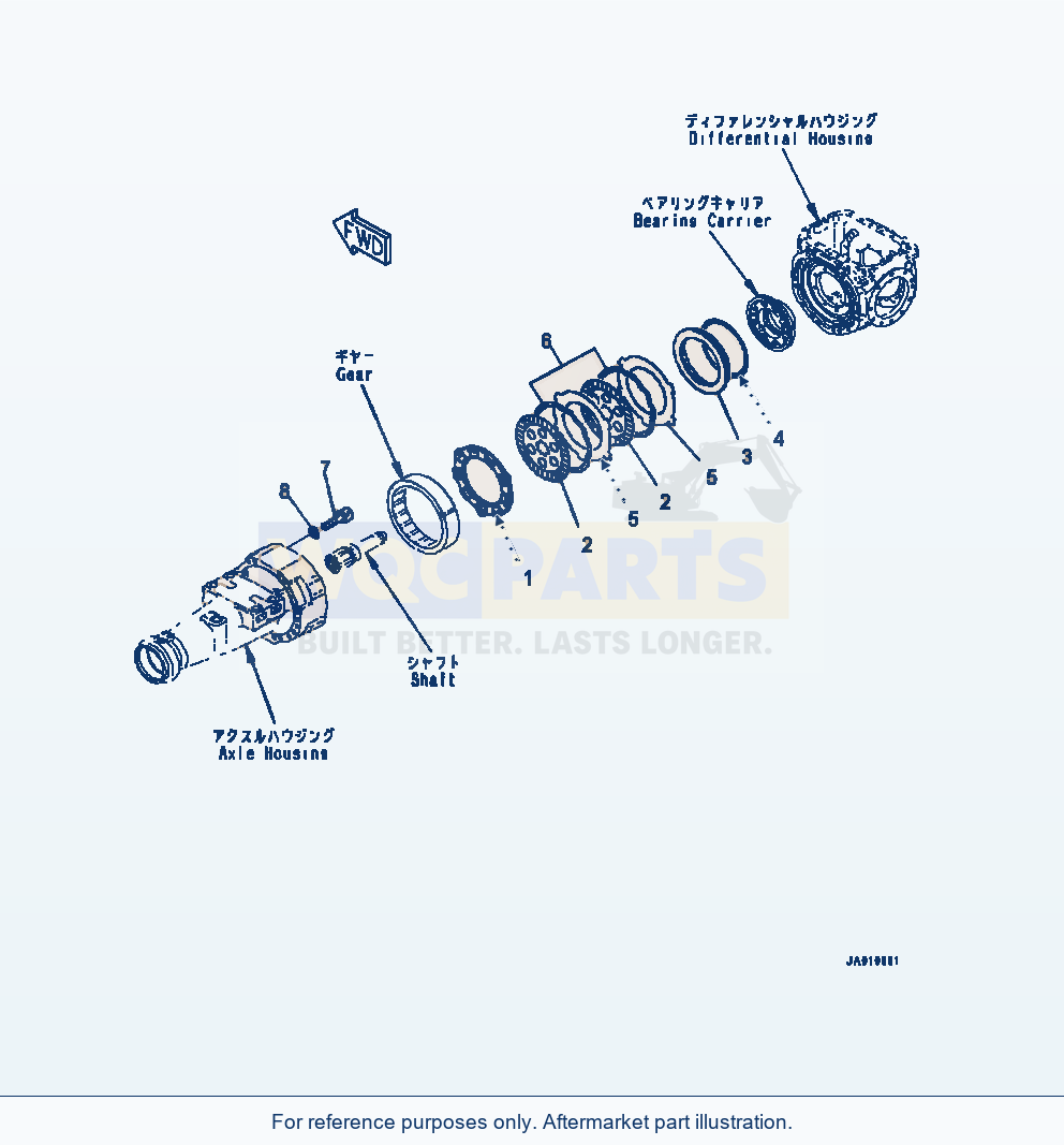 Komatsu WA320-7 Front Axle (Limited Slip Differential) Brake parts diagram