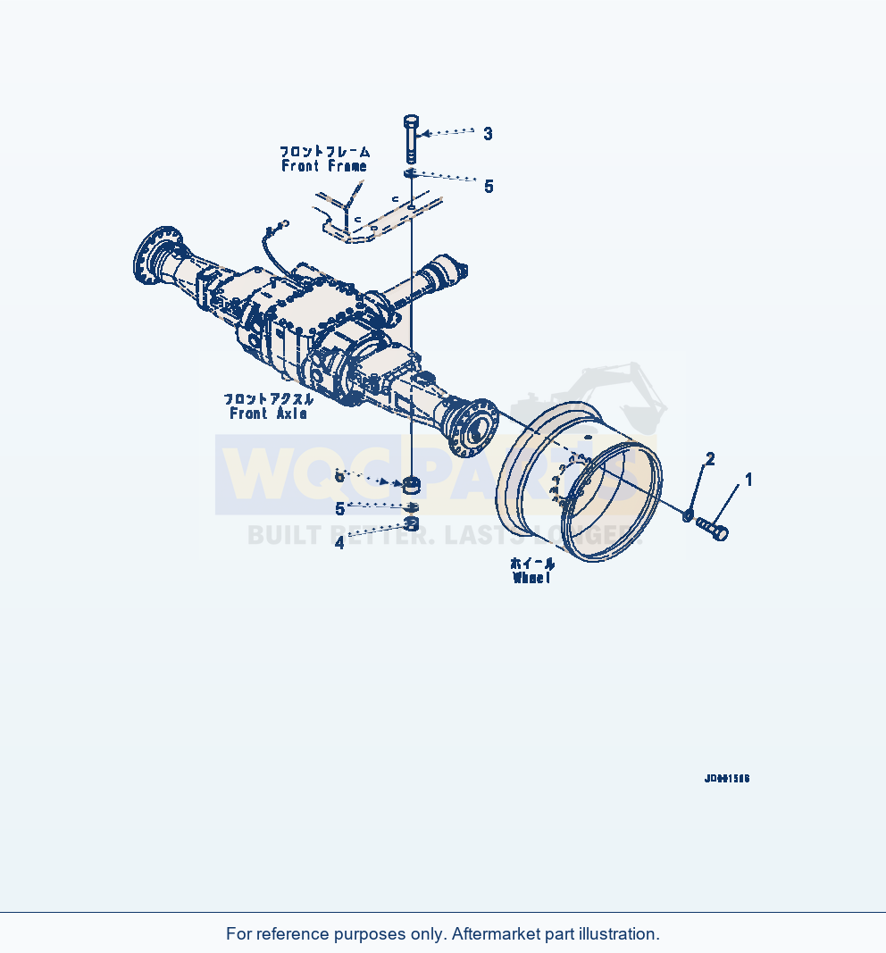 Komatsu WA320-7 Front Axle Mounting Axle And Wheel parts diagram
