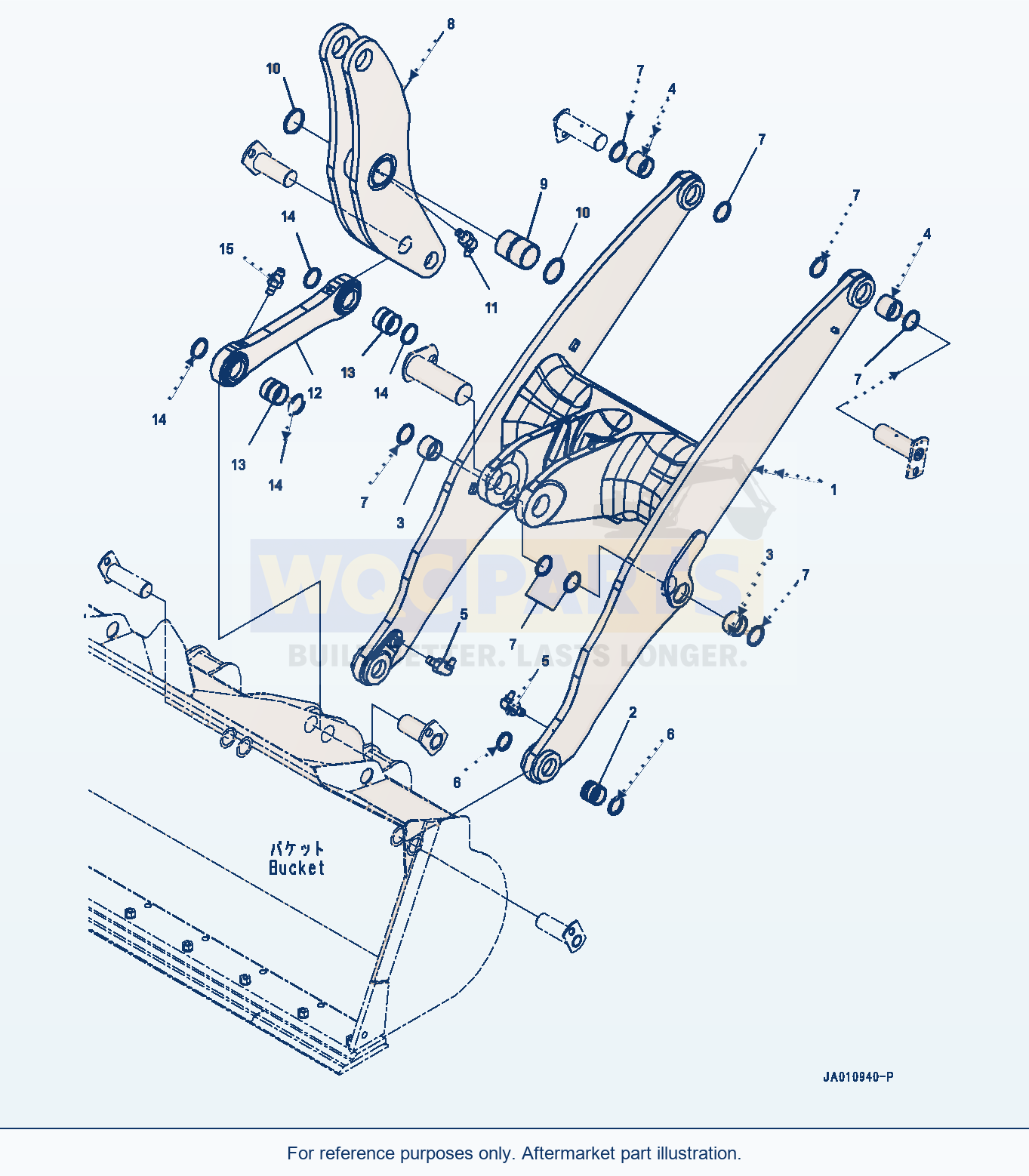 Komatsu WA320-7 Boom And Bell Crank, Boom And Bushing (#80001-) parts diagram