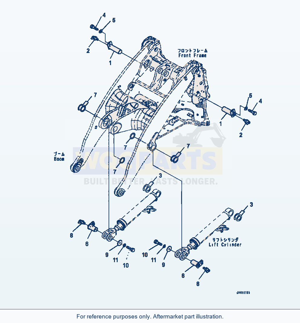 Komatsu WA320-7 Cylinder Assembly Boom, Mounting Pins parts diagram