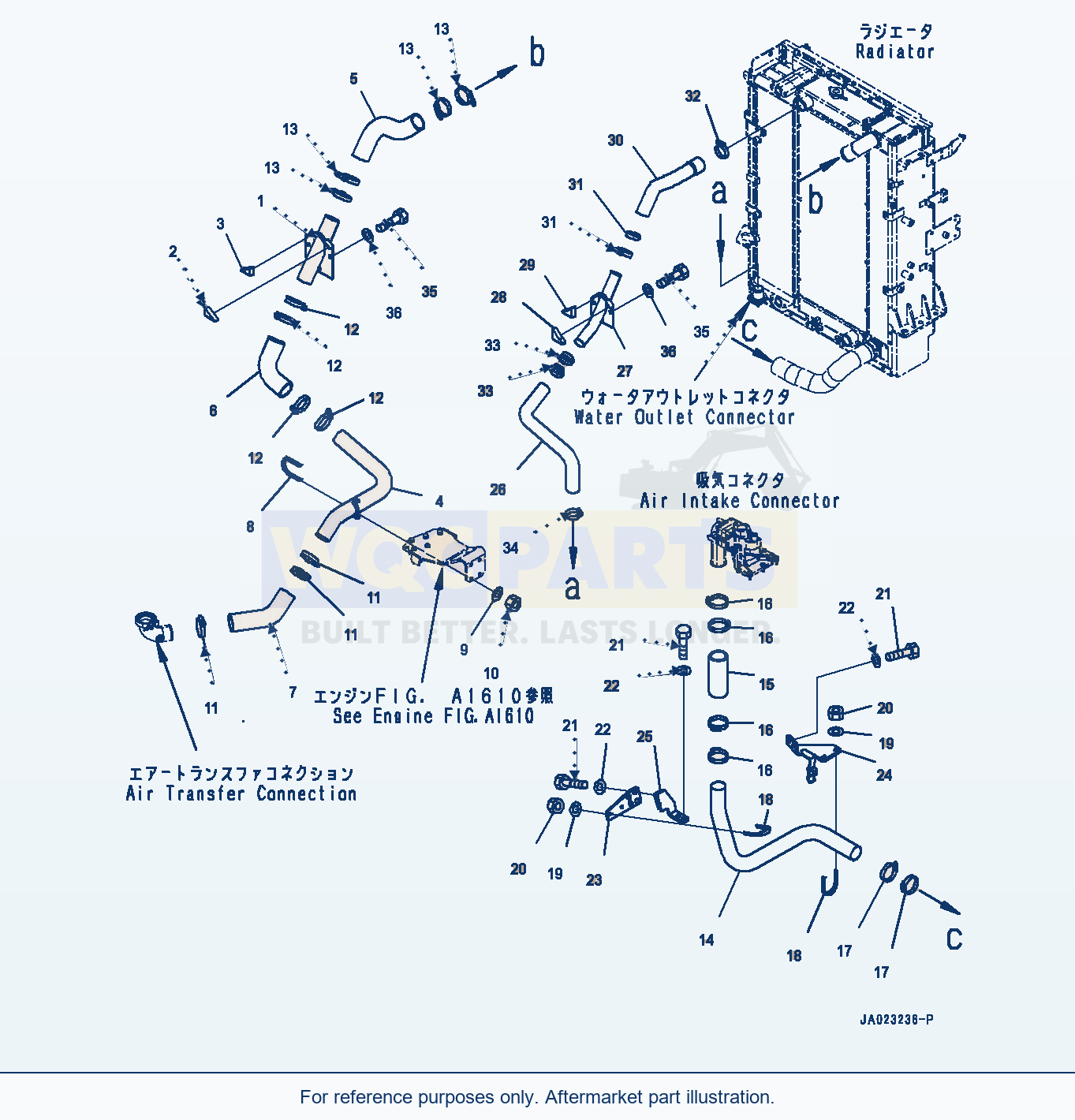 Komatsu WA320-8 Coolant Piping (#85001-) parts diagram