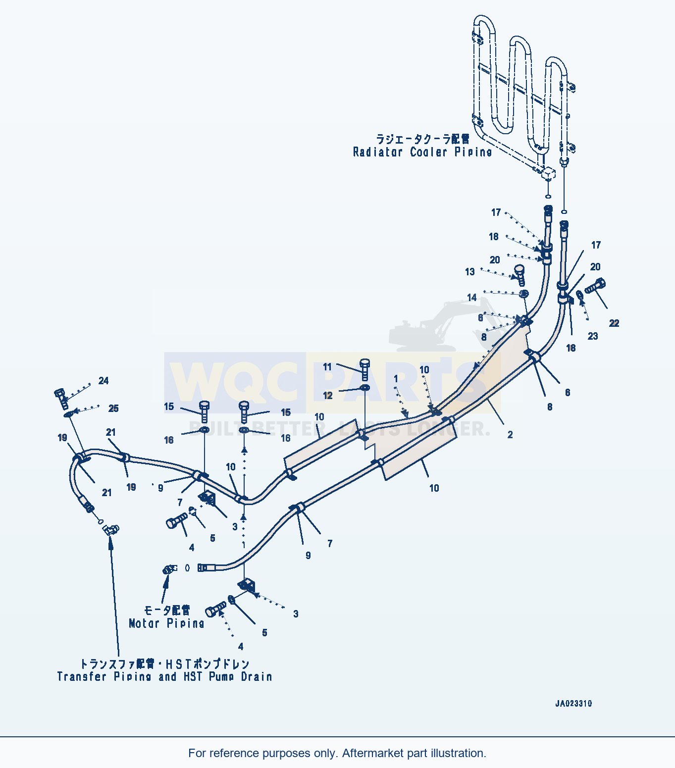 Komatsu WA320-8 Power Train Oil Cooler Piping (#85001-) parts diagram