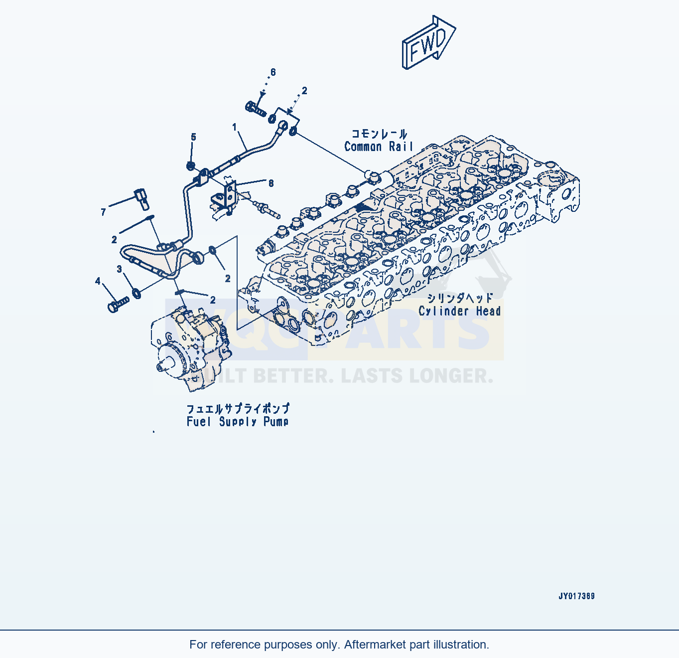 Komatsu WA320-8 Fuel Drain Piping (#26643211-) (Afd00-001001) parts diagram